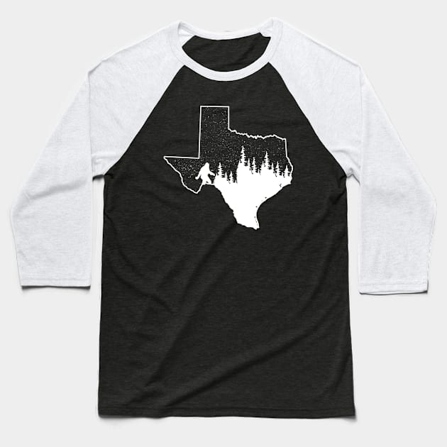 Texas Bigfoot Gift Baseball T-Shirt by Tesszero